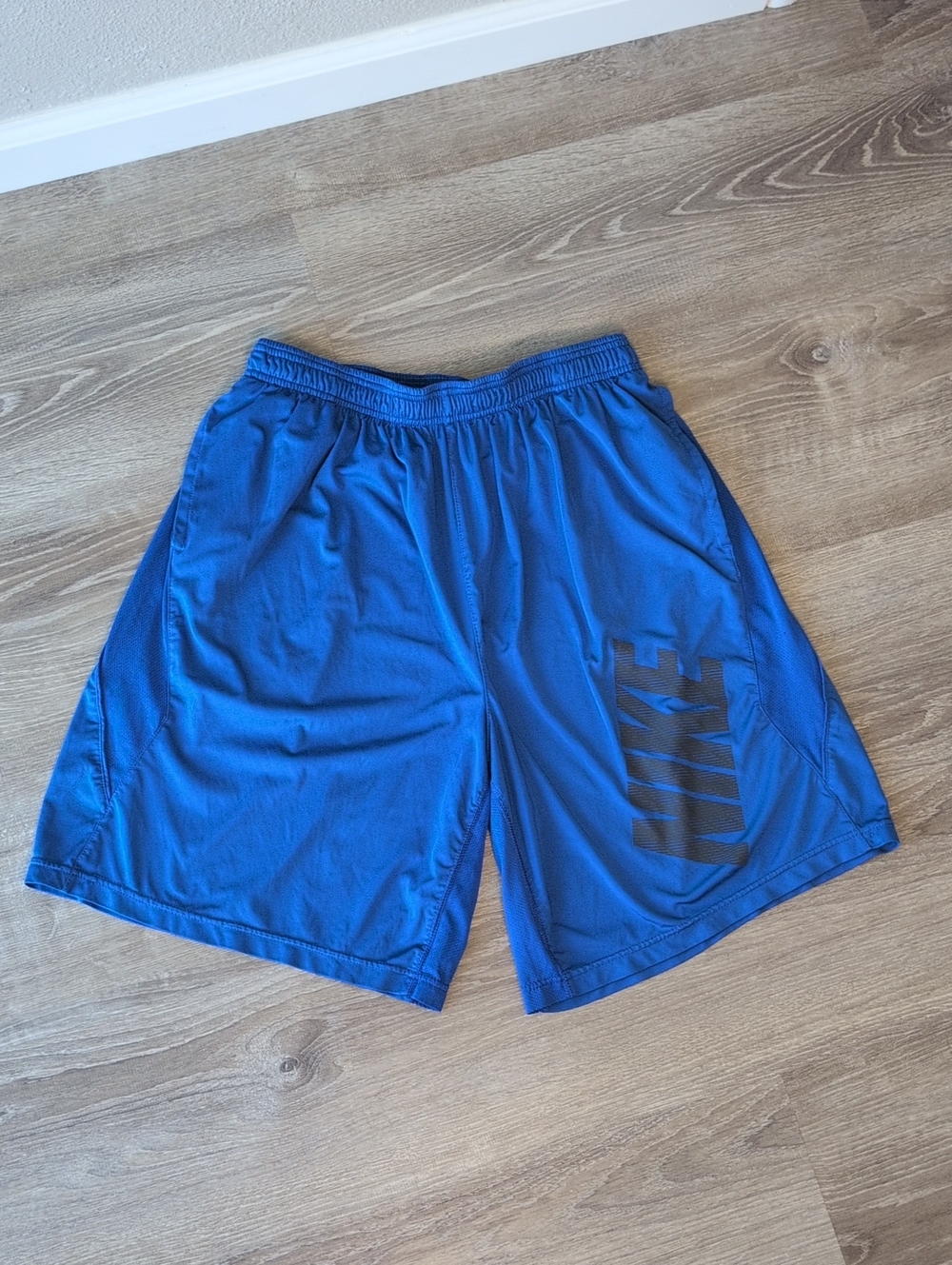 Nike Men’s Blue Athletic Shorts with Black Logo